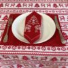 embroidered red Christmas napkins