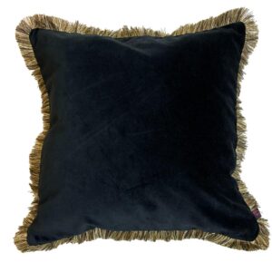 black velvet fringe cushion