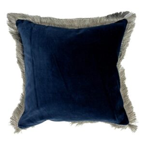 navy velvet fringe cushion