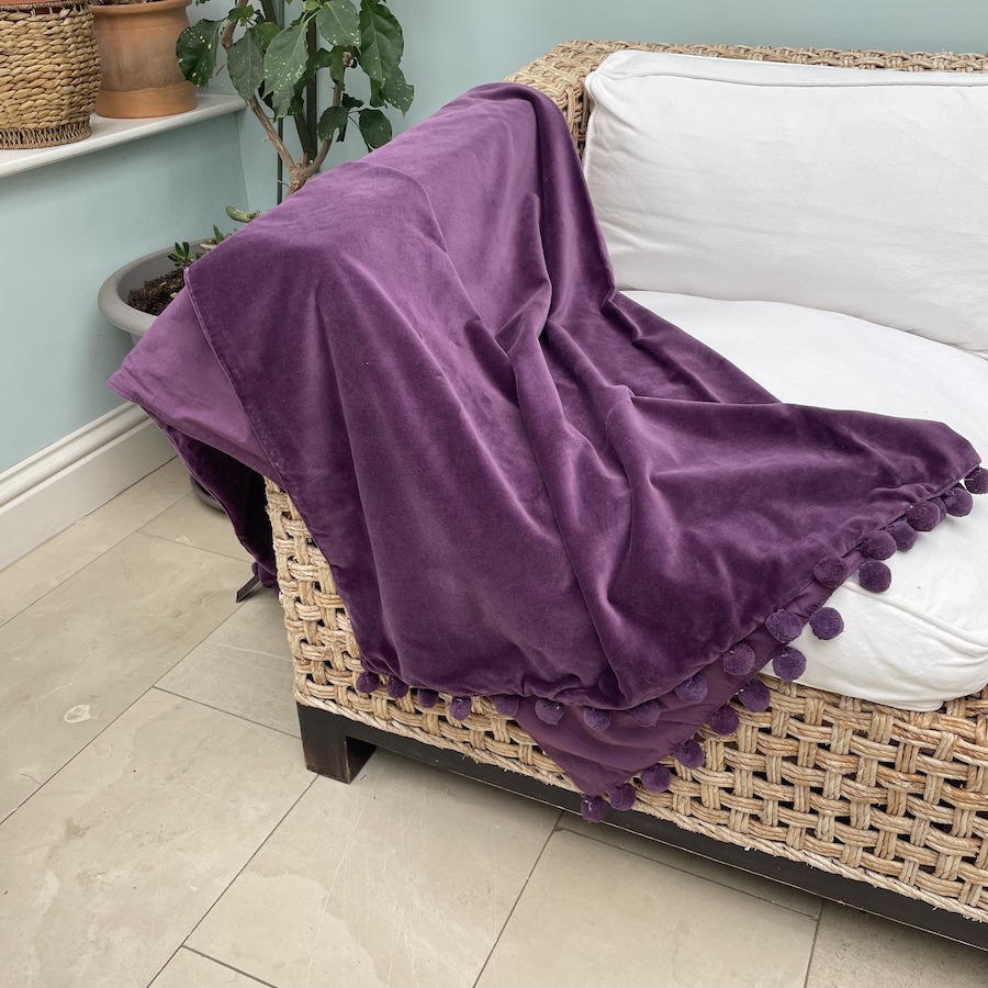 aubergine velvet throw