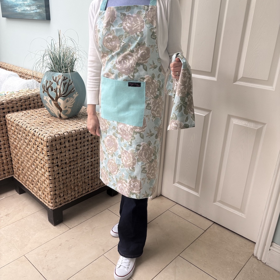 duck egg floral apron
