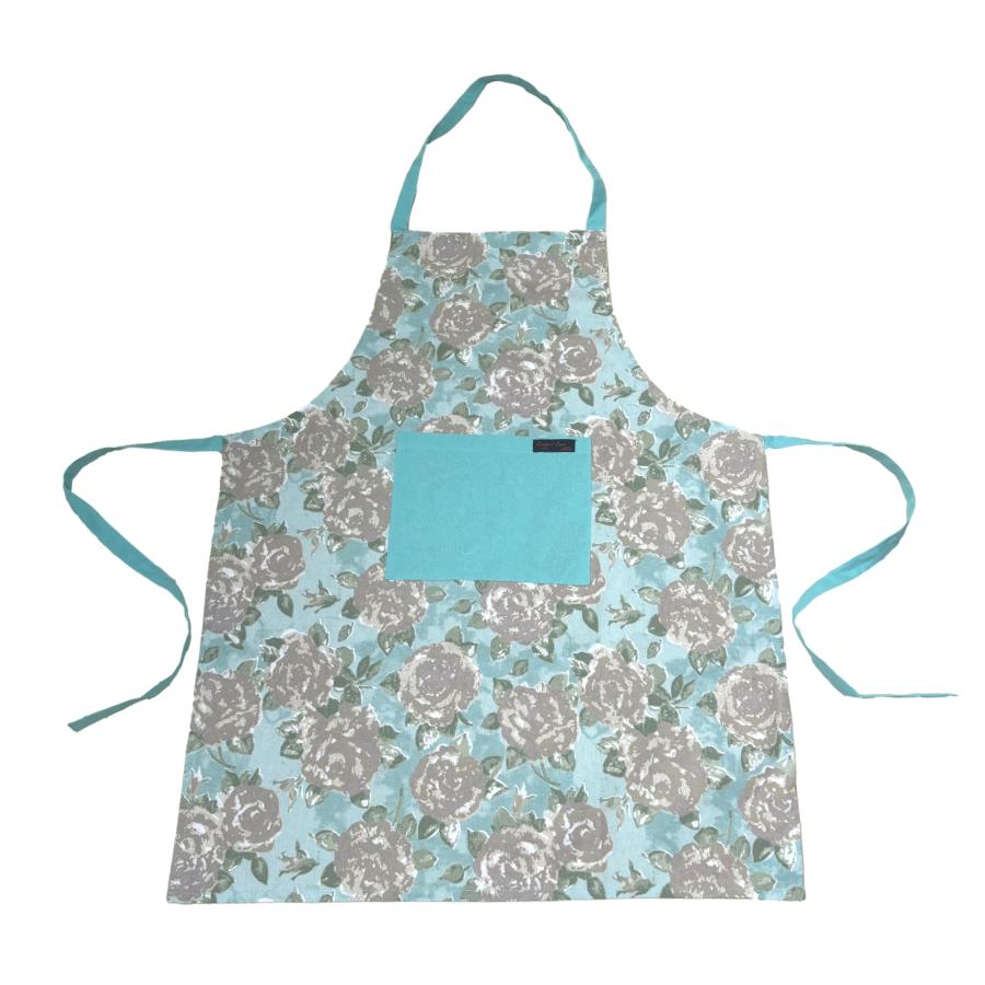 duck egg blue floral rose print apron