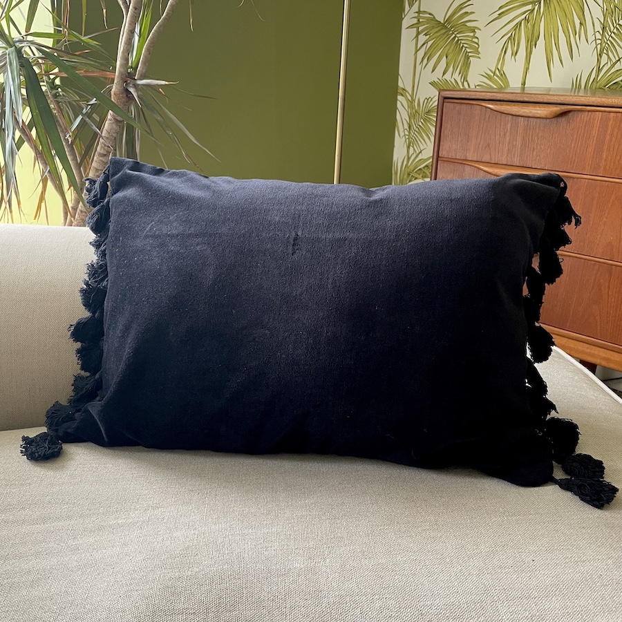 black velvet tassel cushion