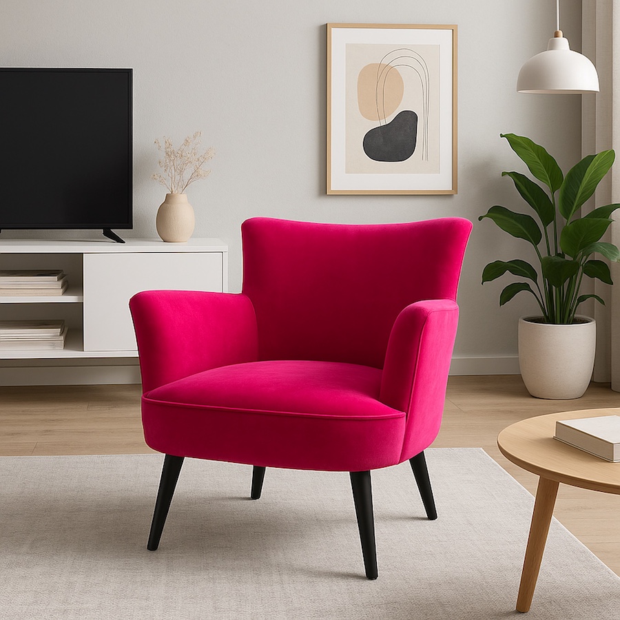 pink velvet armchair