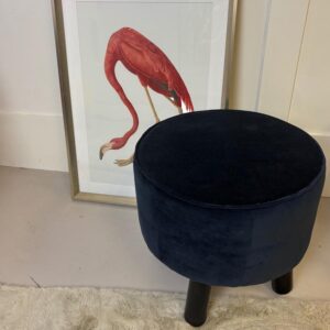 Navy velvet footstool