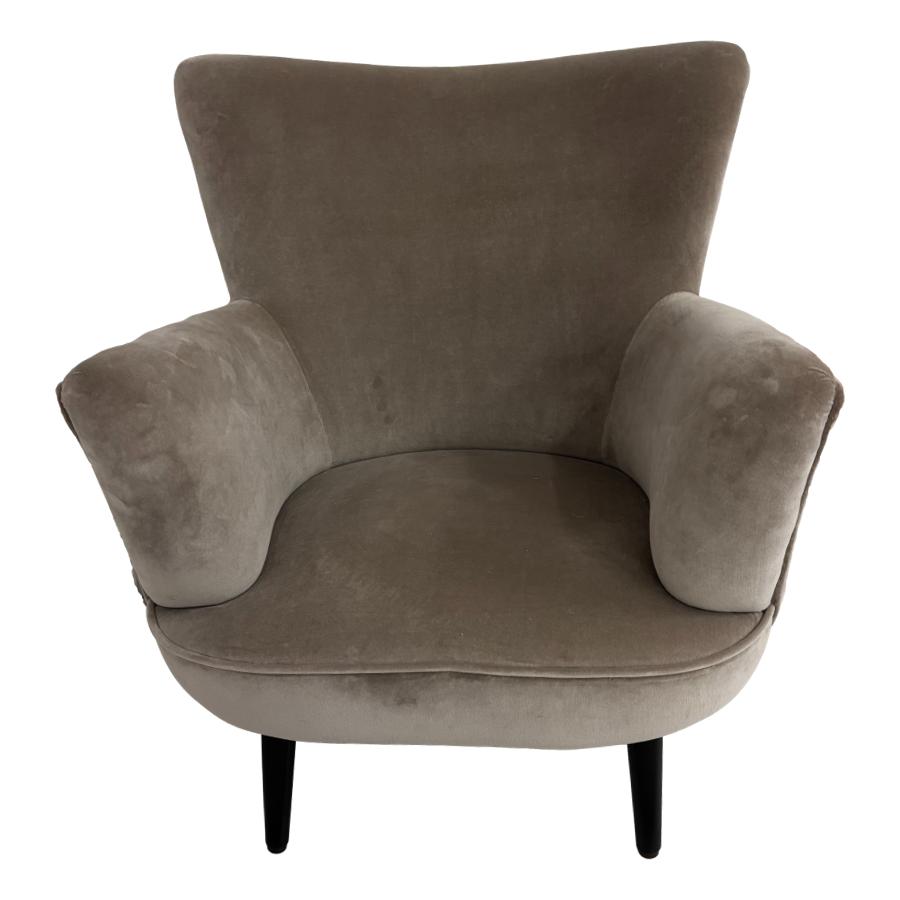 Taupe velvet armchair