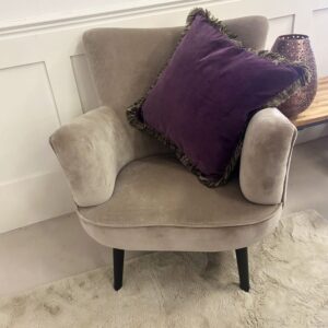 aubergine velvet fringe cushion