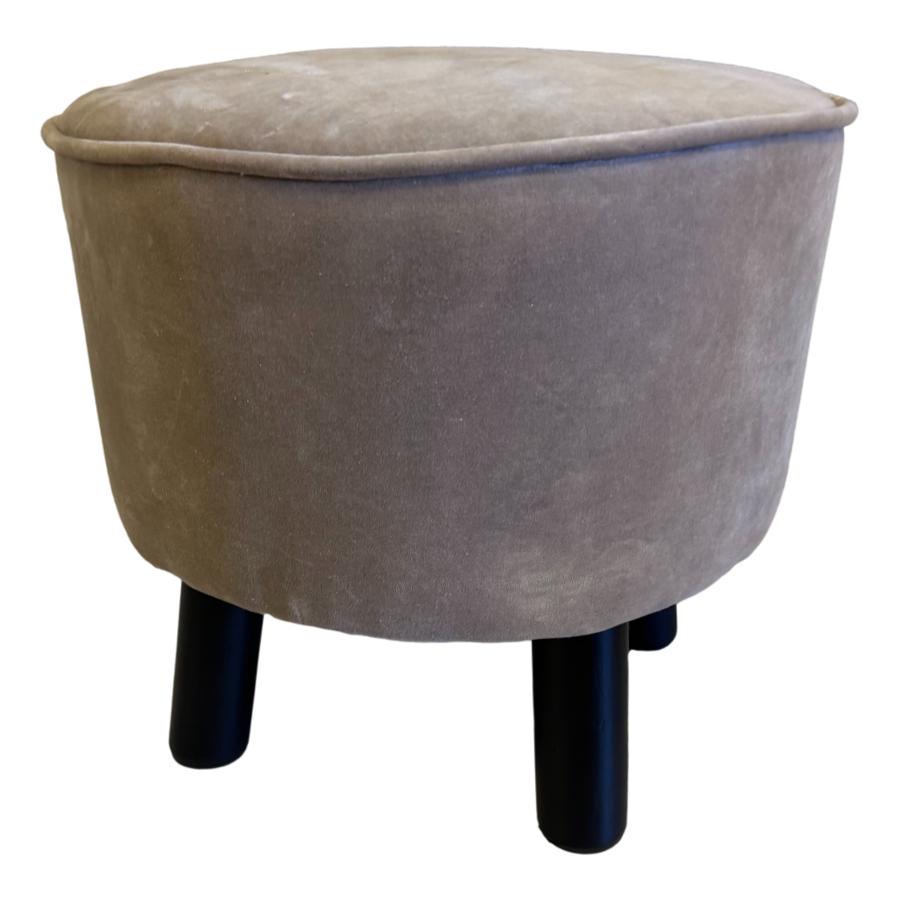 Taupe velvet footstool