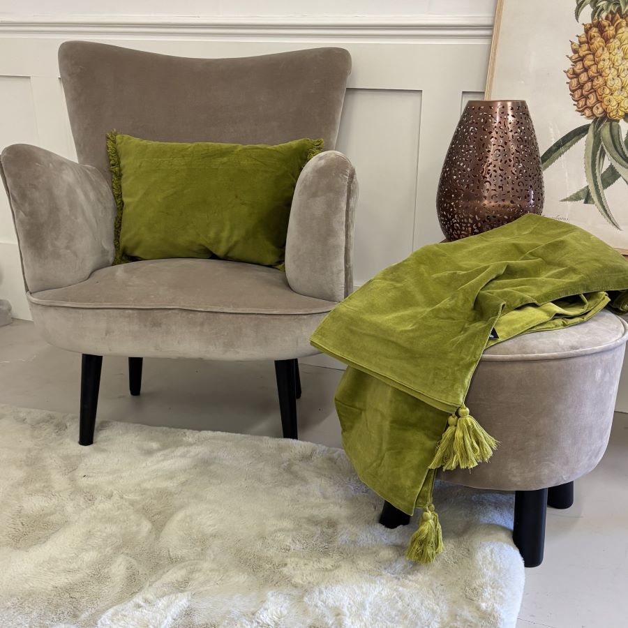 Taupe velvet armchair