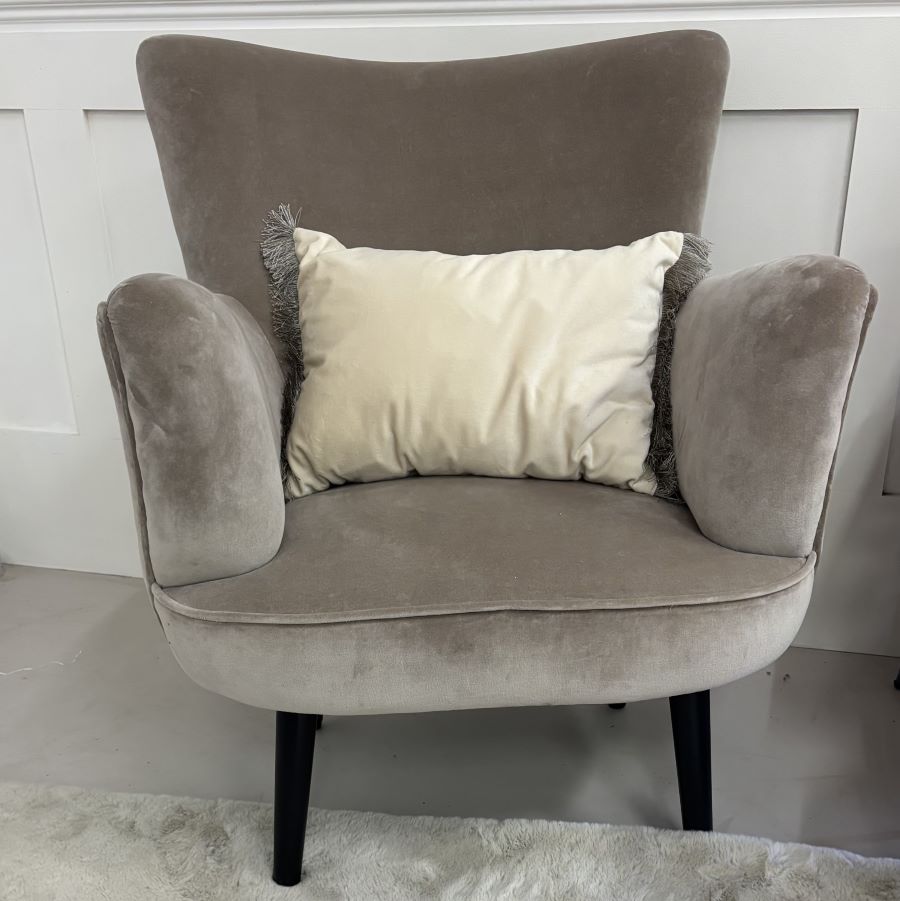 Taupe velvet armchair