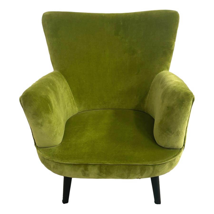 olive velvet armchair