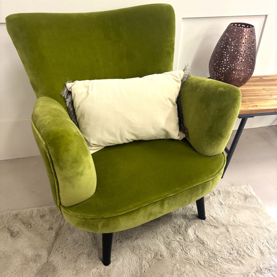 olive velvet armchair