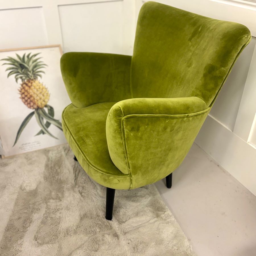 alma olive velvet armchair